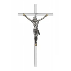 Krzyż metalowy pomnikowy nagrobny niklowany 40 cm